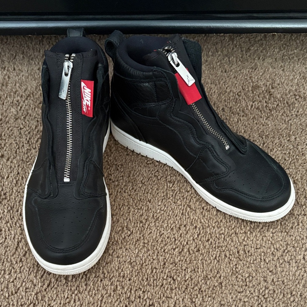 Nike Jordans Women’s Black and White Zipper Sneakers